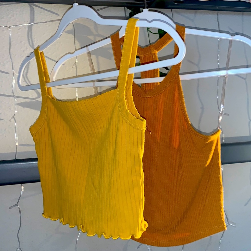 Bozzolo mustard yellow tanktop and Heart Hips Mustard Yellow tank top